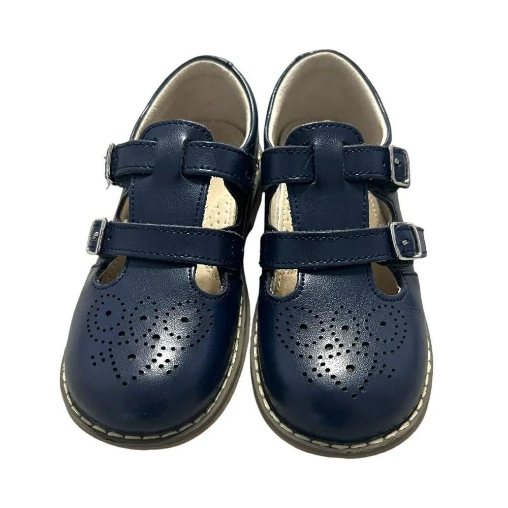 L'Amour Sz 12 Beatrix Navy Leather Mary Jane T-Strap Dress Shoes
